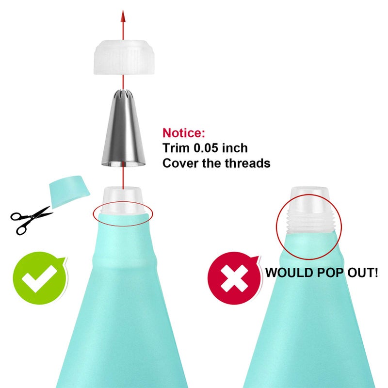 Weetiee Silicone Pastry Bags, Weetiee 3 Sizes Reusable Icing Piping Bags Baking Cookie Cake Decorating Bags (12â€™â€™+14â€™â€™+16â€™â€™)- 6 Pack - Bonus 6 Icing Couplers Fit to Wilton Standard Size Tips - Image 5